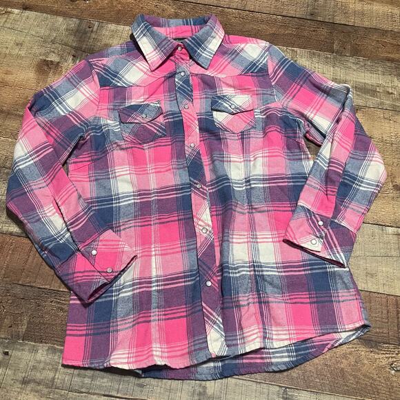 Stillwater Supply Co Tops - Stillwater Supply Co | Pink Blue Plaid Pearl Snap Western Shirt Sz M